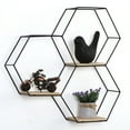 thumbnail image 1 of Haitral 3.7" x 12.5" x 16" Hexagon Metal Modern Floating Shelf, Black, 1 of 4