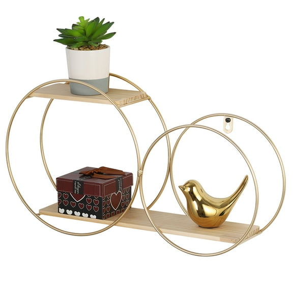 Haitral 3" x 17" 2-Tier Gold Floating Shelf