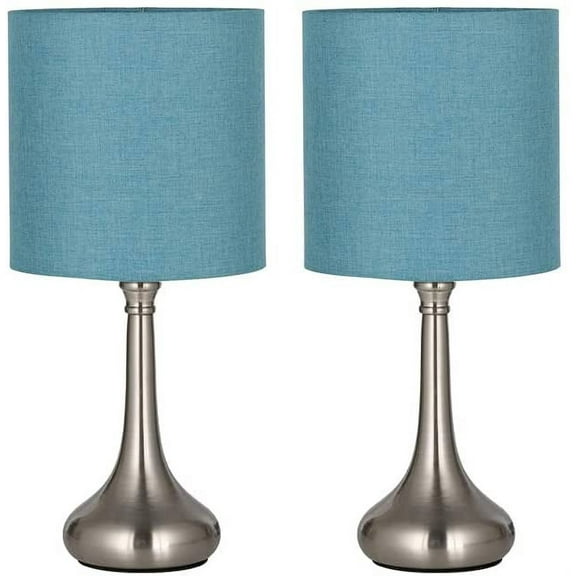 Haitral 4.3" 2-Lights Nightstand Lamp Sets with Metal Base, Blue, 2-Pieces