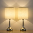 thumbnail image 1 of Haitral 4.4" 2-Lights Bedside Lamp Sets with Fabric Shade, Silver, 2-Pieces, 1 of 2