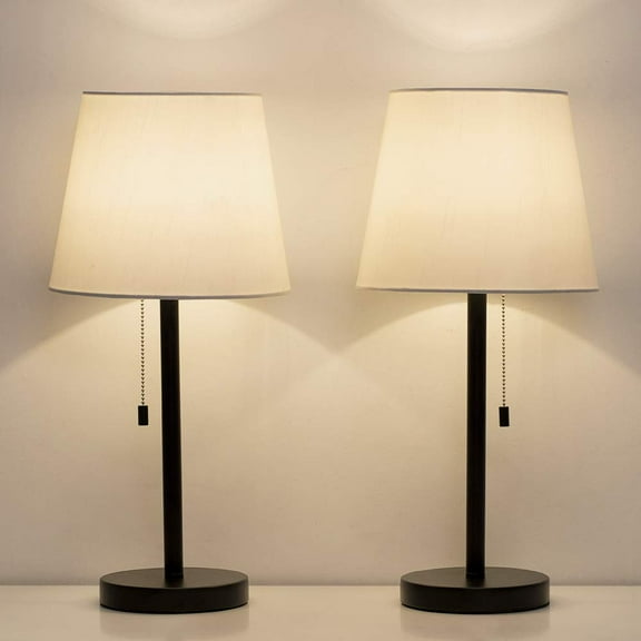 Haitral Modern Black Bedside Desk Metal Lamps Set of 2