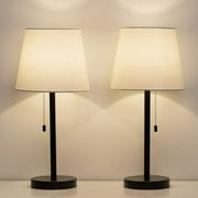 Haitral Modern Black Bedside Desk Metal Lamps Set of 2