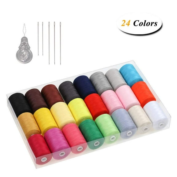 Haitral Multi-color 100% Polyester Sewing Thread, 1000 yd (24 Pieces)