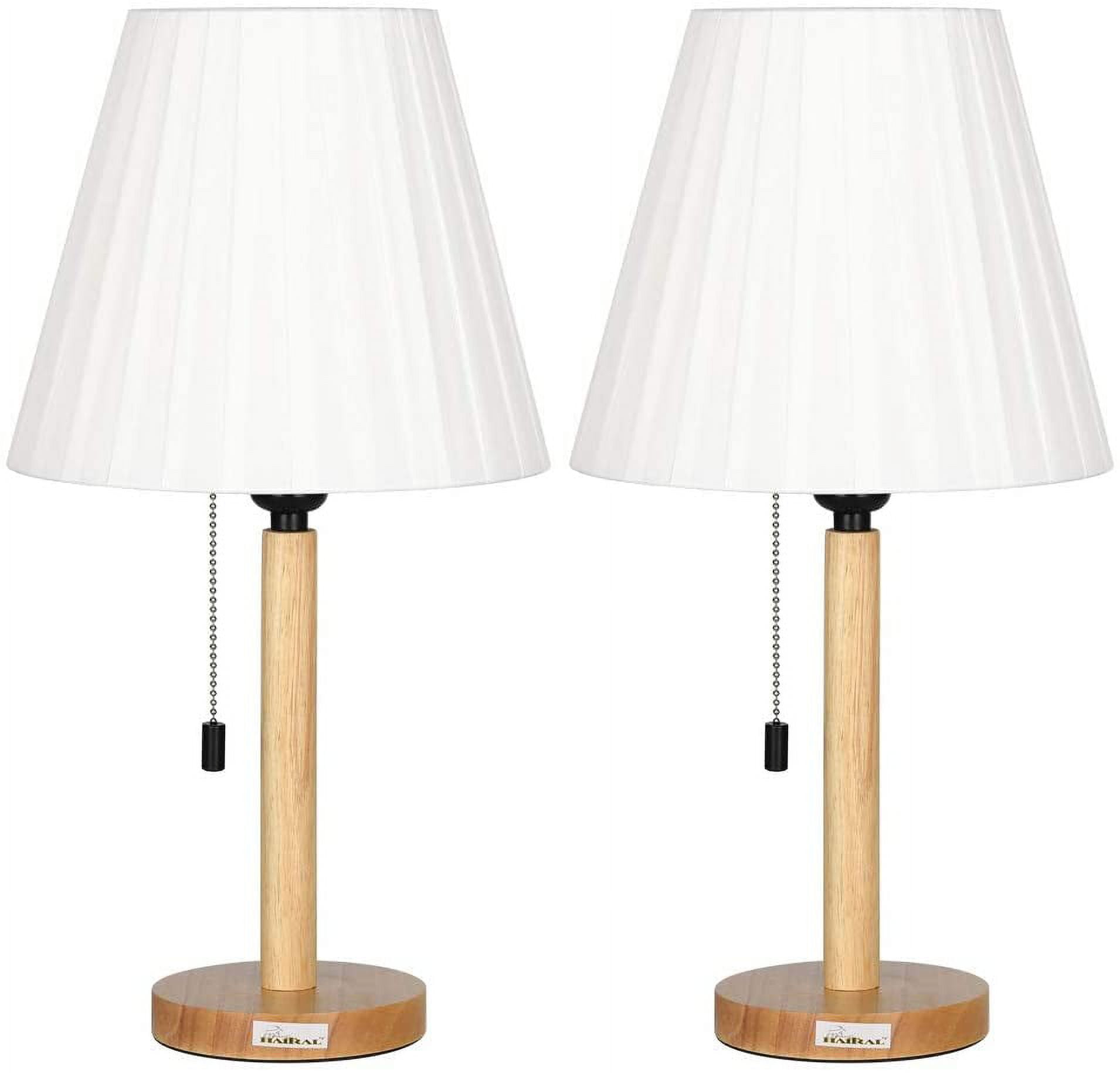 Haitral Small Bedside Table Lamps Set Of 2 Modern Nightstand Lamps With Wooden Base And Linen 5037