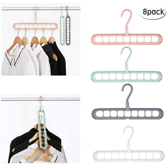 Haitral Space Saving 9 Holes Plastic Magic Hangers, 8 Pack