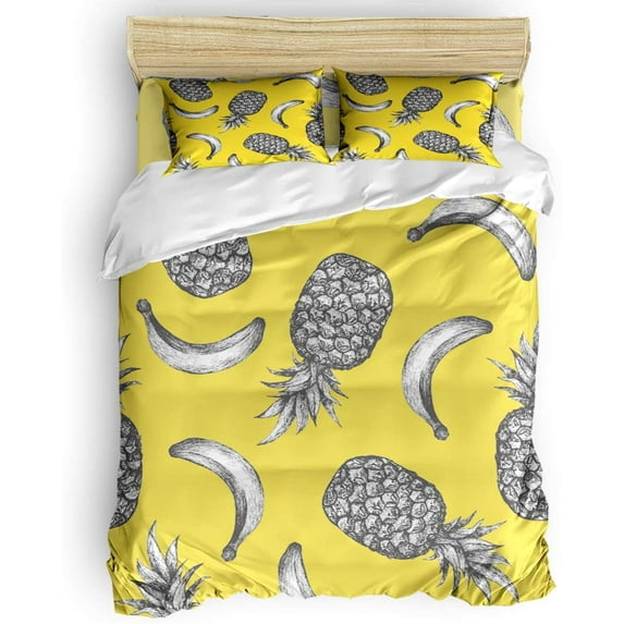 Haitral Tropical Microfiber Machine Made Lightweight Bedding Sets, Full, Yellow, 4-Pieces