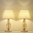 thumbnail image 1 of Haitral Vintage Gold Nightstand Lamp with Marble Base Set of 2, 1 of 8