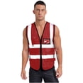 thumbnail image 1 of Haitryli Adult Hi Vis Reflective Safety Vest Zip Up Sleeveless Jacket with Multi-Pockets Construction Workwear Red One Size, 1 of 4