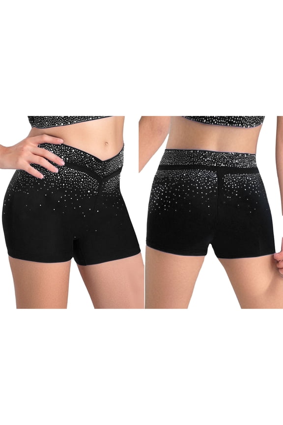 Athletic Short Leggings for Girls Sparkle Bottoms Figure Skating Dancewear Gymnastics Ballet Dance Shorts Black 10