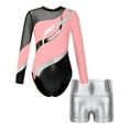 thumbnail image 1 of Haitryli Ballet Dance Jersey Leotards for Girls Biketards Sparkly Bodysuit with Shorts Outfits Gymnastics Dancewear Pink&Silver 10, 1 of 7