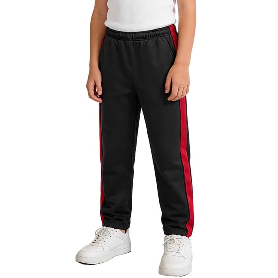 Haitryli Boys Girls Drawstring Sweatpants Contrasting Stripe Jogger Pants High Waisted Athletic Baggy Trousers Black Red S