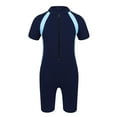 thumbnail image 1 of Haitryli Boys Girls Rash Guard Tankini Board Shorts Athletic Swimwear Short Sleeves Zipper Bathing Navy Blue 8, 1 of 7