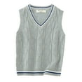 thumbnail image 1 of Haitryli Boys Girls V-Neck Knitted Sweaters Vest Cable Knit Waistcoat Kids Sleeveless Jumper Tank Top Grey 120, 1 of 4
