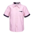 thumbnail image 1 of Haitryli Boys Short Sleeve Button Down Shirt Lapel Collar Casual Tops Students School Uniform Suit Shirt Formal Dress Shirt Pink 120, 1 of 7