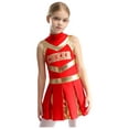 thumbnail image 1 of Haitryli Children Girls Cheer Leader Dancewear Cheerleading Dance Dress Crop Tops with Skirt Outfit Set Red 6, 1 of 6