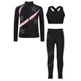 thumbnail image 1 of Haitryli Figure Ice Skating Dance Set for Girls Kids Sparkly Star Jacket with Crop Top  and Sports Pants Leggings Pink 7-8, 1 of 5