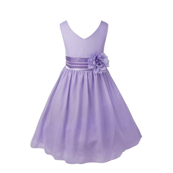 Haitryli Flower Girl Dress for Kids Sleeveless V-Neckline Bridesmaid Wedding Party Dresses Formal Lavender 10