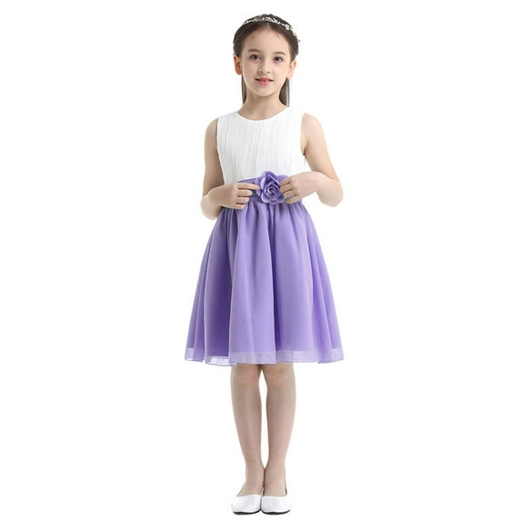 Haitryli Flower Girls Wedding Bridesmaid Dress Kids Evening Elegant Chiffon Dressees Party Ball Gown Lavender 8