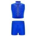 thumbnail image 1 of Haitryli Girl's 2PCS Active Set Sport Tracksuit Crop Top with Booty Shorts Tumbling Outfits Practice Costume Blue 16, 1 of 3