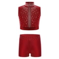 thumbnail image 1 of Haitryli Girl's 2PCS Active Set Sport Tracksuit Crop Top with Booty Shorts Tumbling Outfits Practice Costume Burgundy 16, 1 of 3