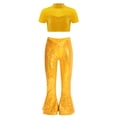 thumbnail image 1 of Haitryli Girl's Crop Top and Bell-Bottomed Pants Modern Jazz Dancewear Sequin Dance Performances Outfits Gold 8, 1 of 3
