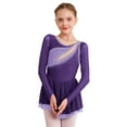 thumbnail image 1 of Haitryli Girl's Sparkly Rhinestone Long Sleeve Ballet Lyrical Modern Dance Dress Figure Ice Skating Dress Skating wear Purple 8, 1 of 7