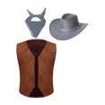 thumbnail image 1 of Haitryli Girls Boys Cowboy Costume Suede Vest Waistcoat with Hat Bandanna Kids Western Party Fancy Outfit Grey 10, 1 of 5