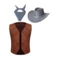 thumbnail image 1 of Haitryli Girls Boys Cowboy Costume Suede Vest Waistcoat with Hat Bandanna Kids Western Party Fancy Outfit Grey 8, 1 of 5