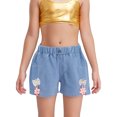 thumbnail image 1 of Haitryli Girls Embroidered Floral And Bow Denim Shorts Split Hem Pants For Casual Vacation Beach Toursers Flower 130/24, 1 of 7