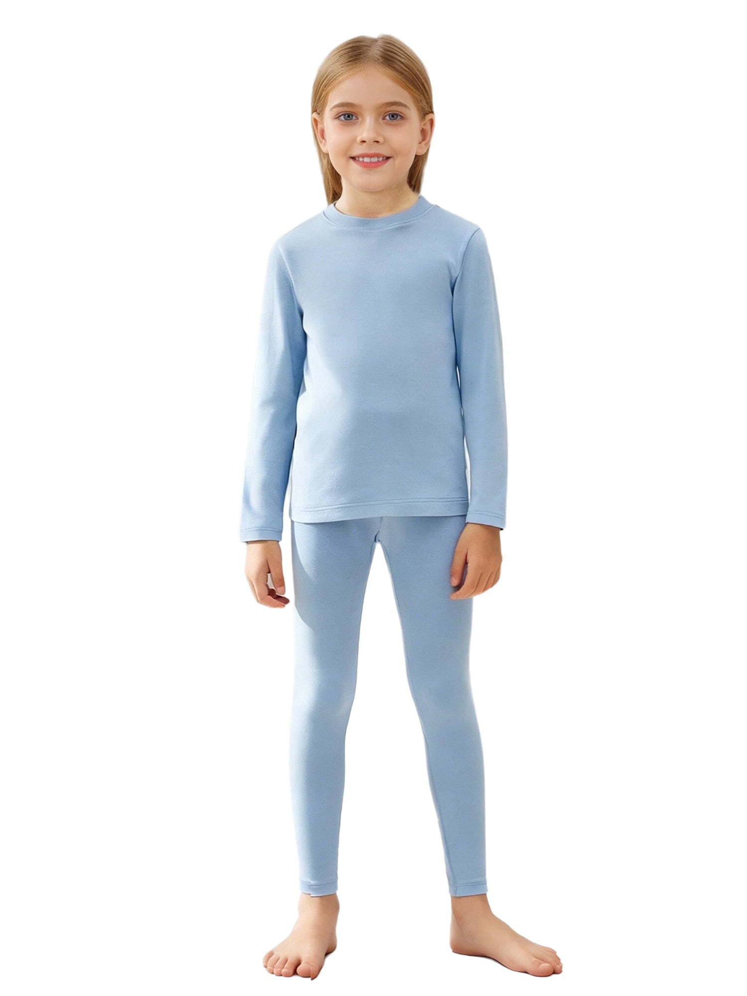 Haitryli Girls Kids Base Layer Outfit Winter Thermal Top And Bottom ...