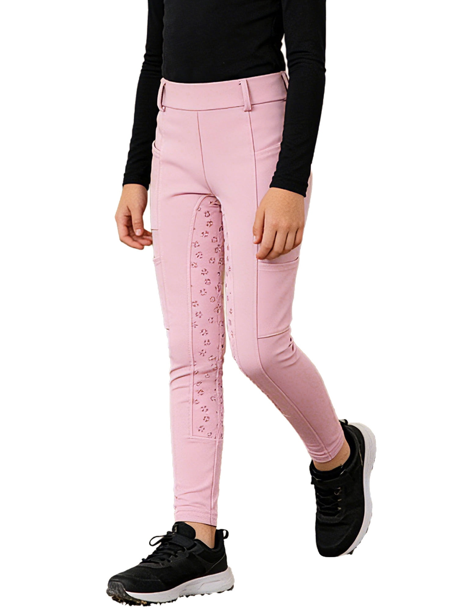 Haitryli Girls Kids Riding Pants Horse Equestrian Breeches Horse Schooling Tights Full Seat Pink 16