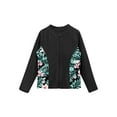 thumbnail image 1 of Haitryli Girls Long Sleeve Rash Guard Jacket Front Zipper Beach Swim Shirt UV Sun Protection Black 8, 1 of 5