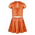thumbnail image 1 of Haitryli Girls Metallic Crop Tops with Shiny Pleated Skirt Rave Dance Outfits Cheer Outfit for Hip-hop Orange 2-6, 1 of 5
