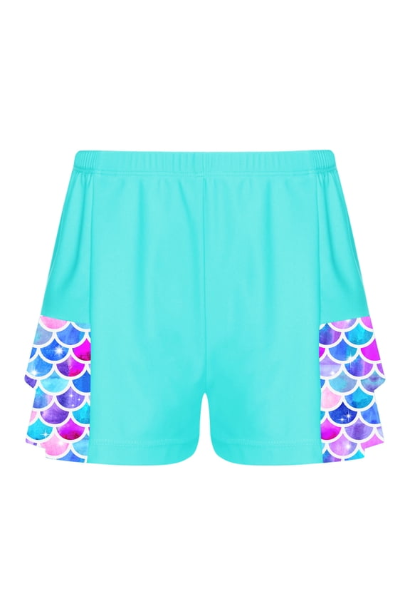 Girls Printed Swim Shorts Tankini Bottoms Swimwear Pool Beach Swimming Bathing Suit Green Blue 6