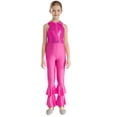 thumbnail image 1 of Haitryli Girls Sequins Full Body Tank Unitards Zipper Back Bodysuit Gymnastics Leotard Hippie Disco Jazz Dance Jumpsuit Hot Pink 10, 1 of 7