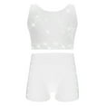thumbnail image 1 of Haitryli Girls Shiny Rhinestones Dance Outfits Cropped Vest with Shorts U Neck Crisscross Back for Performance White 12, 1 of 5