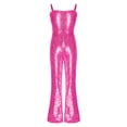 thumbnail image 1 of Haitryli Girls Shiny Sequins Bell Bottoms Dance Jumpsuit Carnival Party Movie Character Roleplay Fancy Dress Hot Pink 14, 1 of 5