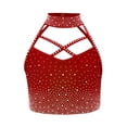 thumbnail image 1 of Haitryli Girls Sparkle Rhinestone Crop Top Halter Neck Sleeveless Vest For Gymnastics Ballet Performance Burgundy 14, 1 of 6