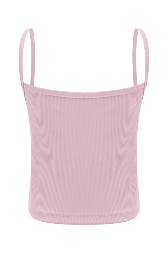 Girls Sport Bra Basic Cami Kids Spaghetti Straps Tank Sleeveless Crop Top Ballet Dance Vest Pink XL/大码