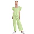 thumbnail image 1 of Haitryli Girls Toddler Summer Outfits Clothing Sets Casual Fashion Tank Top with Pants Sets Kids 2 Piece Beach Set Light Green 7-8, 1 of 7
