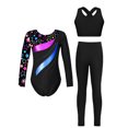 thumbnail image 1 of Haitryli Gymnastic Leotard for Girls 3PCS Dance Outfits Sports Tracksuit Fitness Crop Tops with Athletic Leggings Star Black 4, 1 of 5