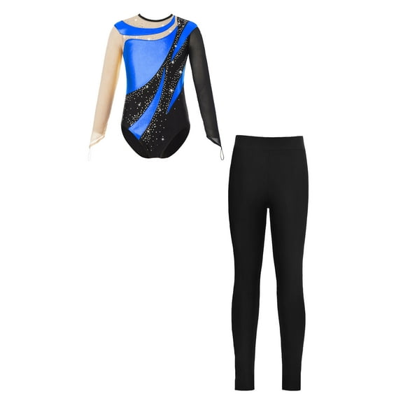 Haitryli Gymnastics Leotards for Girls Dance Tumbling Outfit Athletic Dancewear Unitard Tracksuit Skating Jumpsuit Royal Blue 8