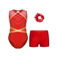 thumbnail image 1 of Haitryli Gymnastics Leotards for Girls Sparkle Ballet Dance Unitard Biketard Athletic Shorts and Hair Tie Set Red 8, 1 of 6