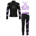 thumbnail image 1 of Haitryli Kids 3 Piece Dance Outfit Girls Ice Skating Jacket Sport Bra Tank and Gymnastics Pants Set Lavender 12, 1 of 5