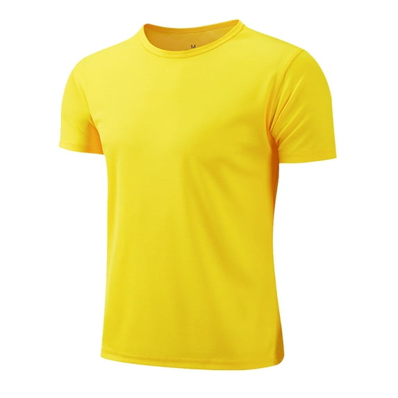 Haitryli Kids Boy Sport T Shirt Running Training Workout Shirts Quick Dry Breathable Athletic Tops Yellow 10-11