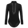 thumbnail image 1 of Haitryli Kids Boys Ballet Latin Dance BodysuitShiny Rhinestone Long Sleeve Gymnastics Leotard Figure Skating Jumpsuit Black 14, 1 of 5