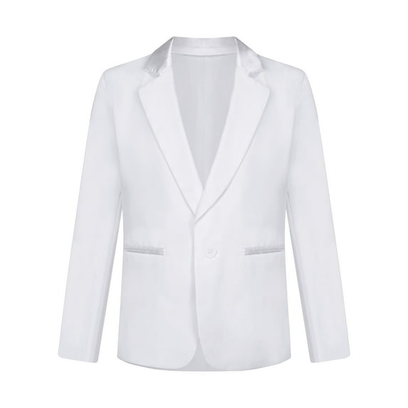 Haitryli Kids Boys Blazer Suit Jacket Lapel Single Button Formal Wedding Coat Gentleman Outwear White 14
