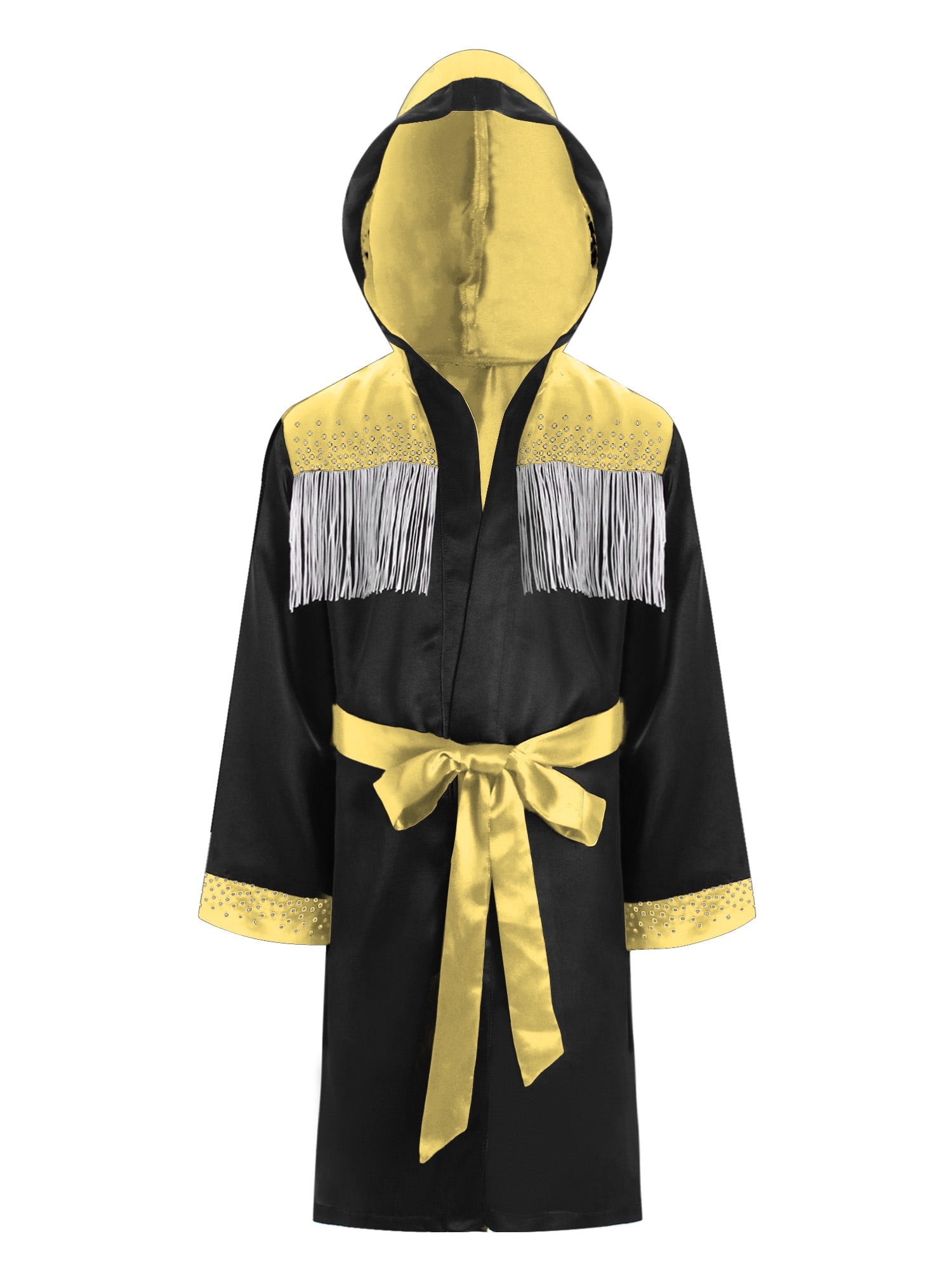 Yellow Boxing Robe Haitryli Kids Boys Boxing Outfits Long Sleeve Tassels Boxing Robes ...