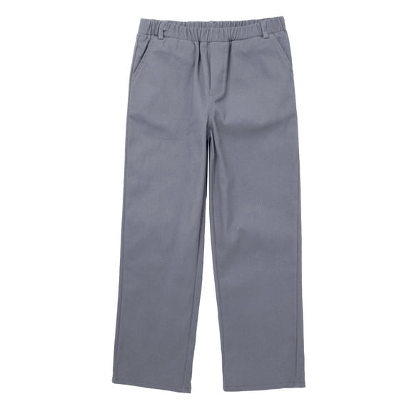 Haitryli Kids Boys Casual Uniform Pants Formal Dress Pull-On Trouser Wedding School Outfit Grey 12