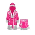 thumbnail image 1 of Haitryli Kids Boys Girls 2pcs Boxing Uniform Robe Shorts Kickboxing Muay Thai Combat Martial Arts Tracksuit Hot Pink Silver 6, 1 of 7